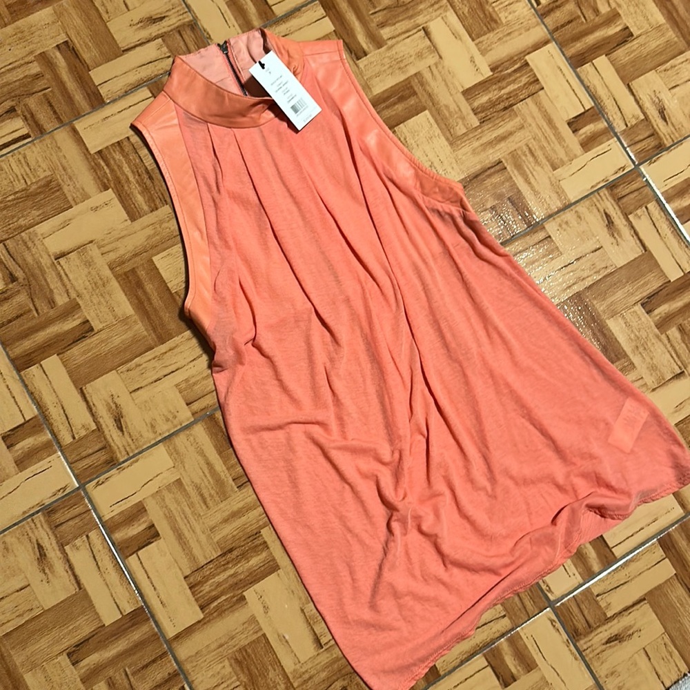 Helmut Lang Sleeveless Turtleneck Tank Top - Coral Size P